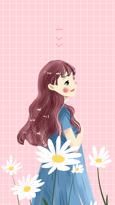 粉色你好八月少女心插画文章配图背景