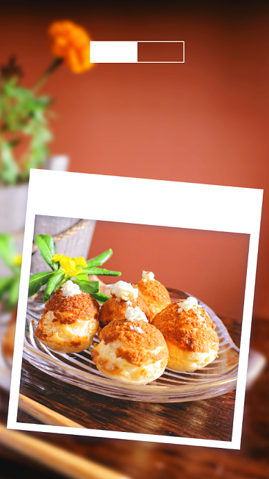 甜品泡芙摄影美食日签清新简约手机海报背景