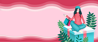 发烧购物季手绘卡通公众首图背景