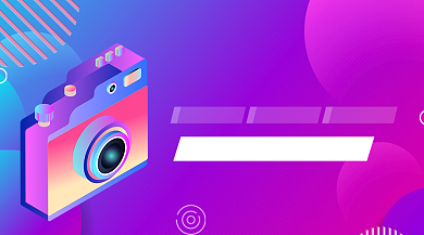 紫色时尚卡通平面摄影教学课程封面背景