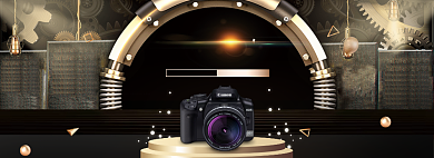创意金色数码造物节相机电商banner背景