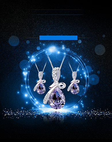 蓝色浪漫七夕情人节珠宝首饰海报背景