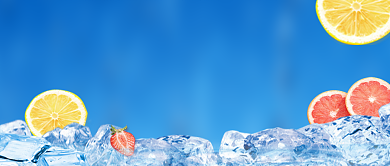 蓝色卡通夏季饮品促销公众号首图背景