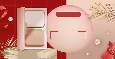 美妆大促红色秋冬上新活动海报背景