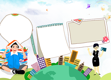 卡通手绘英语电子小报背景