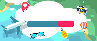 卡通周末旅游出行公众号首图背景