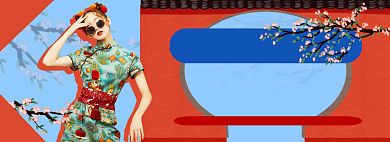 夏日国潮旗袍造物节电商淘宝banner图背景