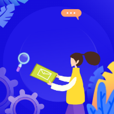 职场进阶蓝色简约插画公众号次图背景