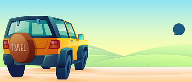 自驾游攻略清新卡通公众号首图背景