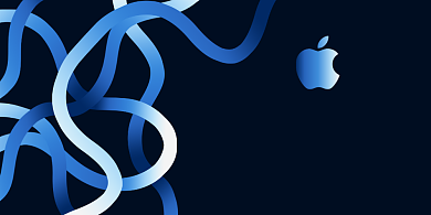 苹果手机新品发布会蓝色渐变简约展板背景