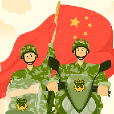 八一热血军魂简约插画公众号次图背景