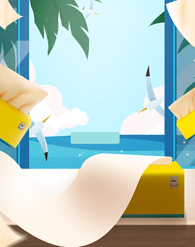 纸巾家居用品夏季蓝色新清海报背景