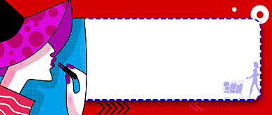 红色时尚美女购物车公众号封面背景