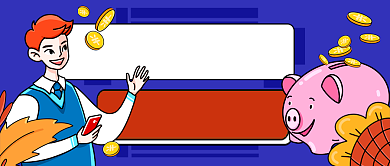 蓝色卡通金融理财课程公众号首图背景