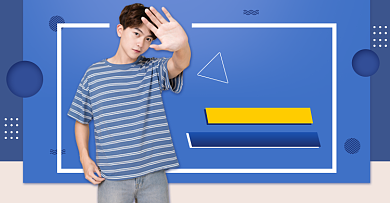 蓝色男人节男装活动海报背景