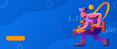 蓝色卡通燃烧卡路里运动健身公众号首图背景