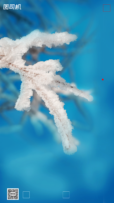 立冬节气冰霜摄影图蓝色清新手机海报背景