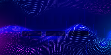 线上广交会商务会议蓝色渐变印刷展板背景