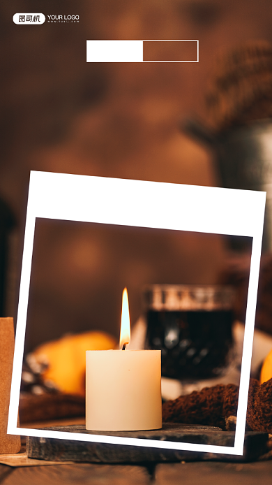 感恩节蜡烛摄影日签清新简约手机海报背景