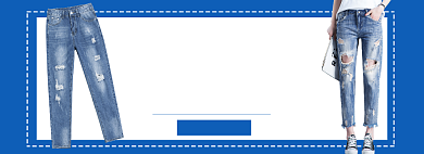 双11女士牛仔裤长裤女装促销banner背景