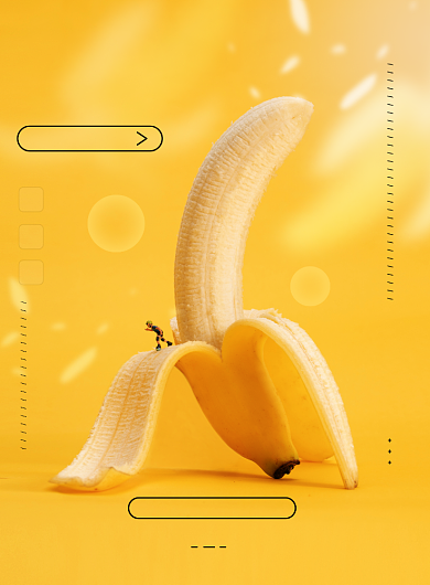 水果黄色清新香蕉创意促销海报背景