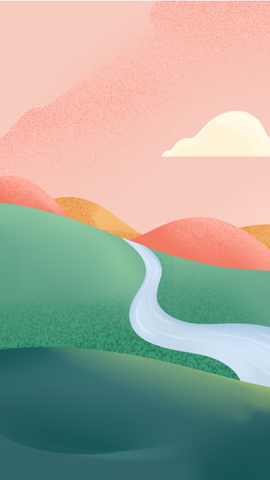 山峰风景插画简约傍晚手机壁纸背景