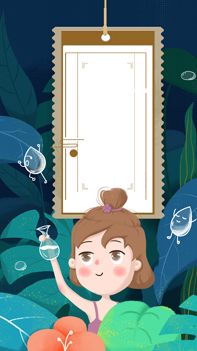 二十四节气白露清新插画手机海报背景