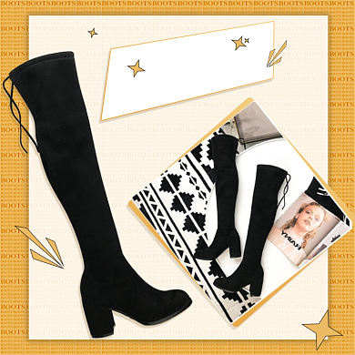 冬季长靴搭配手绘时尚搭配简约主图背景