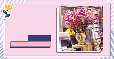 花束预订条纹粉蓝撞色海报背景