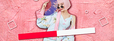 粉色女装国潮双十一海报背景