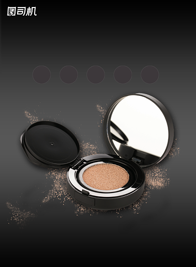 化妆品气垫粉底黑色质感印刷海报背景