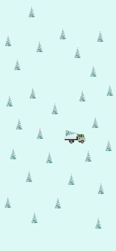 圣诞树创意清新小货车手机壁纸背景