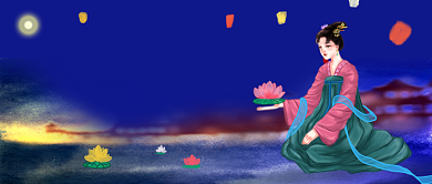 中元节传统节日卡通公众号首图背景