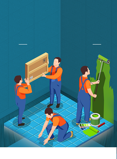 房屋装修简约插画房屋装潢印刷海报背景