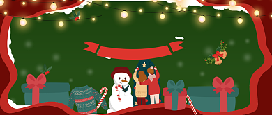 圣诞活动红色简约剪纸电商微信首图背景