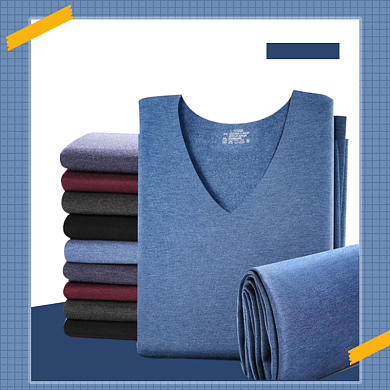 冬季男士保暖内衣简约促销主图背景