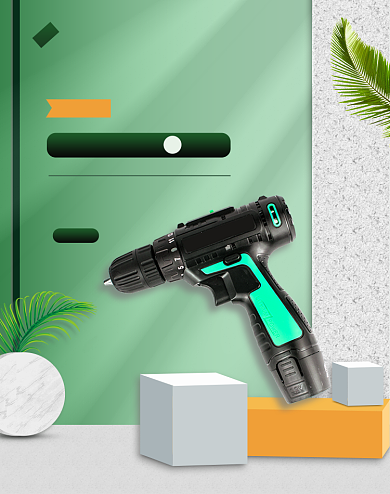 99划算节简约绿色电钻活动海报背景