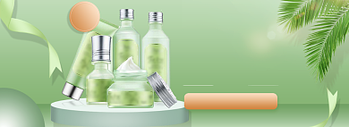 绿色清新天猫造物节护肤美妆banner背景