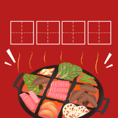 麻辣火锅红色简约插画公众号次图背景