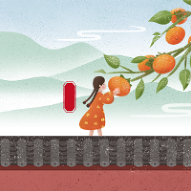 霜降时节传统插画公众号次图背景