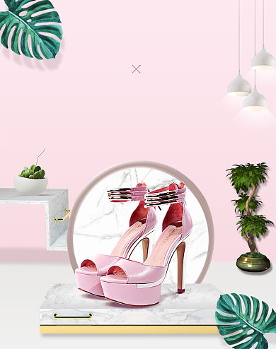 小清新粉色高跟鞋女鞋海报背景