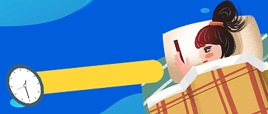 蓝色卡通熬夜危害健康养生公众号首图背景