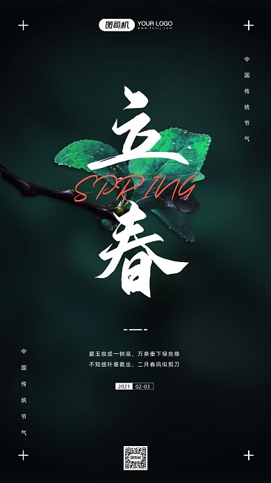 立春节气绿色植物摄影图手机海报