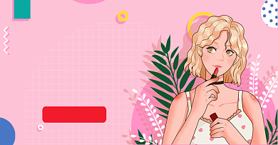 卡通美妆口红专场限时抢购背景