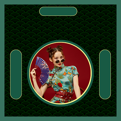 国潮春节爆款简约中国风手机方图背景