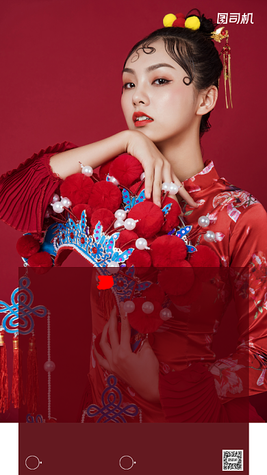 婚纱摄影国潮摄影图简约时尚手机海报背景