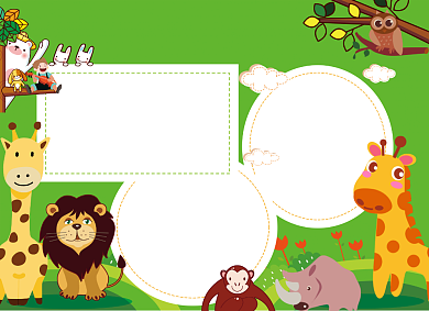 绿色卡通爱护动植物小报背景