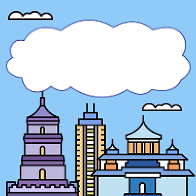 陕西游学清新简约插画公众号次图背景