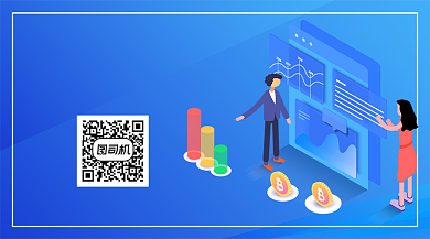 蓝色卡通金融理财资讯关注二维码背景