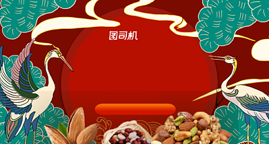 中国风喜迎新年零食坚果活动钻展背景